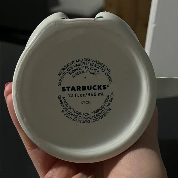 Starbucks White Bear Mug with Red Cup and Green Sweater Accent - Picture 5 of 6
